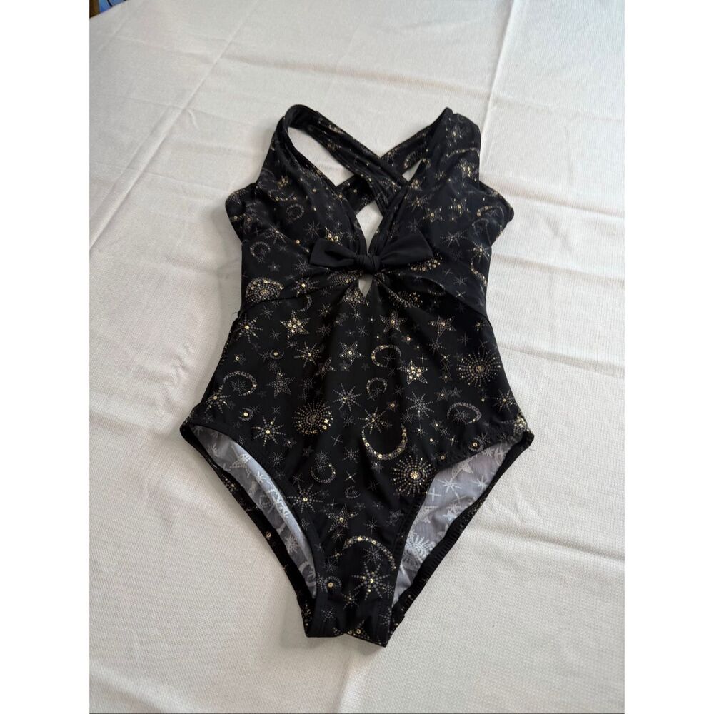 Magicsuit Lucky Stars Halle Black One Piece Swimsuit Bathing Suit Size 8